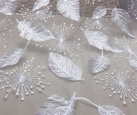 3d Feather Embroidered Lace Fabric By The Yardelegant Bridal Wedding