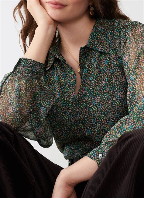 Rainbow Ditsy Liberty Print Silk Chiffon Blouse Brora