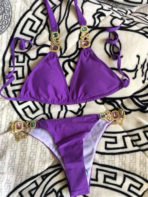 Rhinestone Swimsuit Women Bikinis Crystal Diamond Bikini Set Metal Chain Swimwear Female