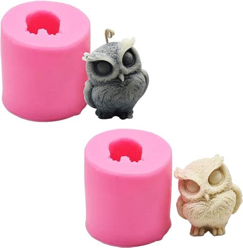 2pcs Silicone 3D Bougie Savon Moule Bricolage Hibou Bougie Moule Moule