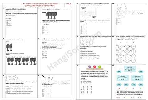 S N F Elektrik Y Kleri Ve Elektrik Enerjisi Testi Ndir Hangisoru