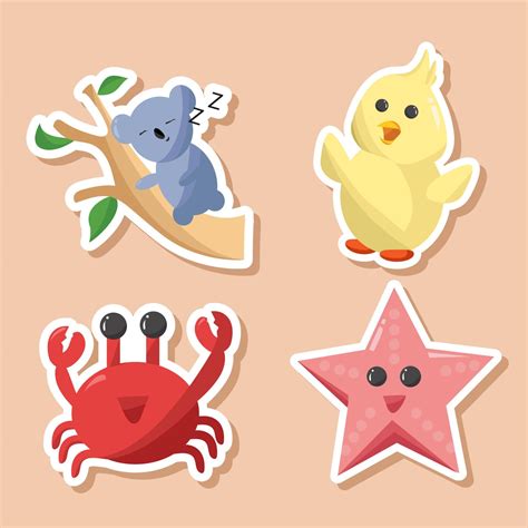 Cute Animal Sticker Set Collection 11785841 Vector Art at Vecteezy