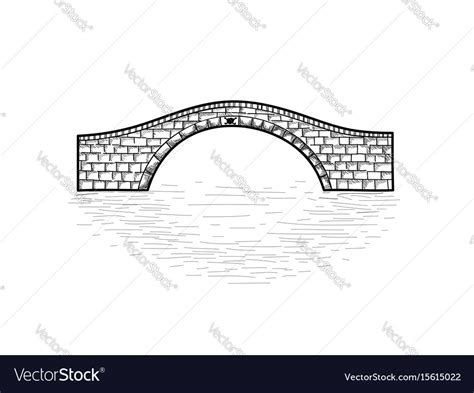 Small stone bridge sign isolated engraving retro Vector Image