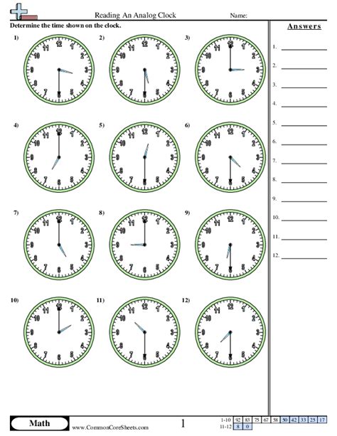 Reading An Analog Clock Worksheet Download Worksheets Library