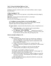 Chapter 11 Notes Doc Unit 11 Testing And Individual Differences Notes