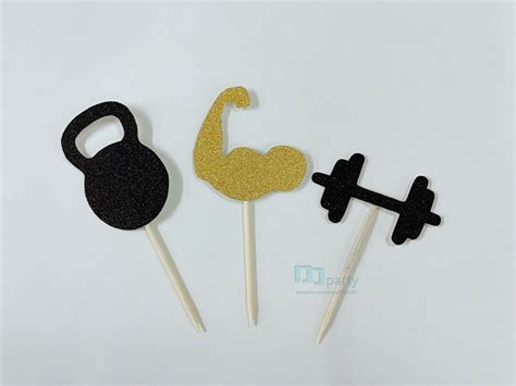 Pcs Gym Theme Party Decorations Weight Lifting Cupcake Toppers