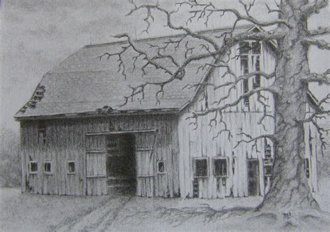 Pencil Drawings Of Old Barns Barn Landscape Pencil Drawings