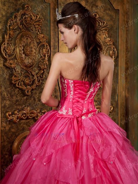 Gorgeous Strapless Hot Pink Quinceanera Dress For Cheap