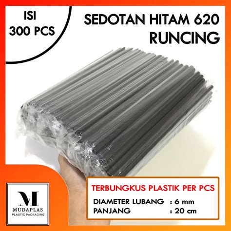 Jual Sedotan Hitam 6mm X 20cm Kopi Runcing Steril Higienis Bungkus