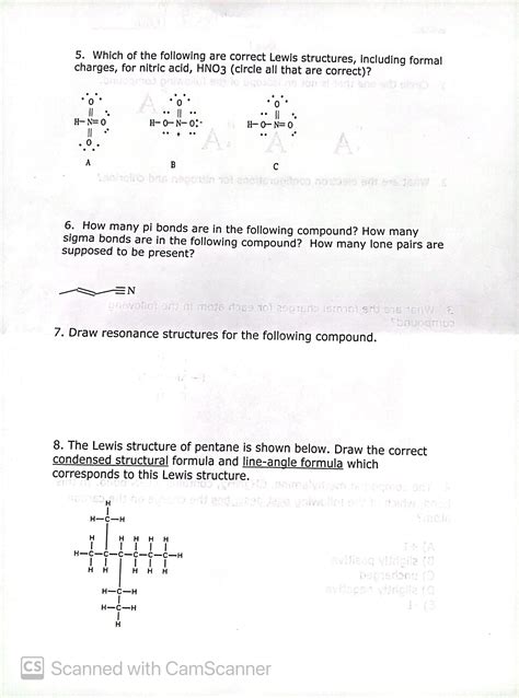 Solved 5 Which Of The Following Are Correct Lewis Structures