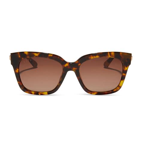 Bella Xs Square Sunglasses Amber Tortoise And Brown Gradient Diff Eyewear