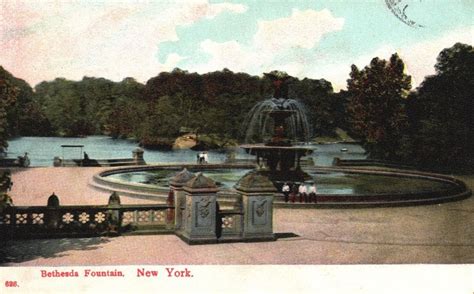 Vintage Postcard 1908 Bethesda Fountain Tourist Attraction New York