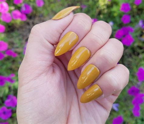 Mustard Yellow Nails Fake Nails Press on Nails Faux Nails - Etsy