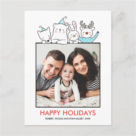 Winter Wonderland Animals Christmas Holidays Photo Postcard | Zazzle