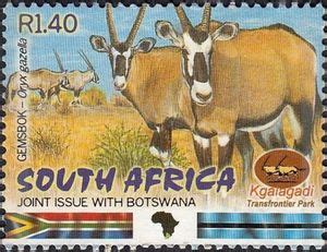 Stamp Gemsbok Oryx Gazella South Africa Kgalagadi Transfrontier