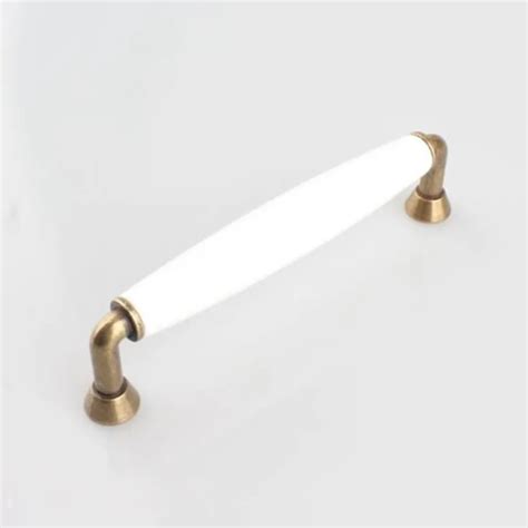 96mm Antique Brass Kitchen Cabinet Handle White Ceramic Cupboard Pull