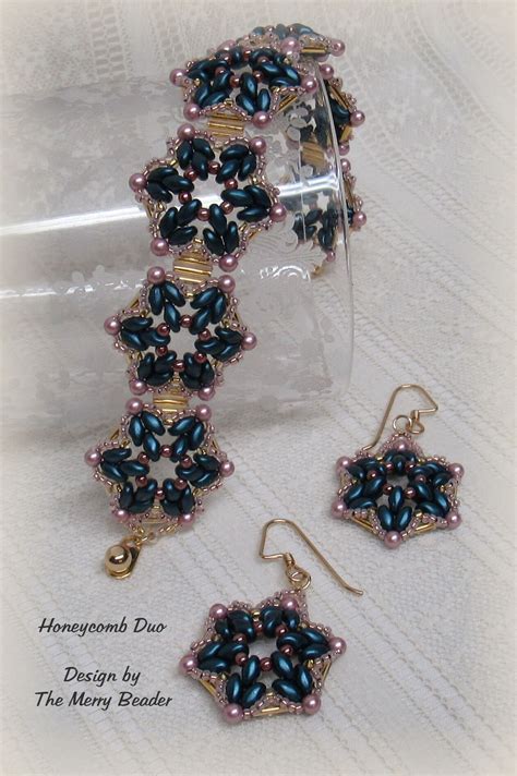 Tutorial Pattern Honeycomb Superduo Beads Pearls Bugle Beads Seed Beads