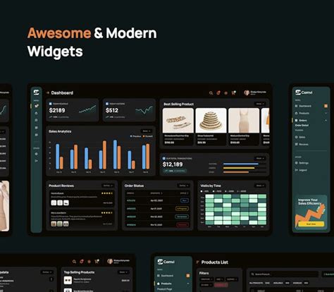 Sales Analytics Dashboard Dark Ui Design Template Place