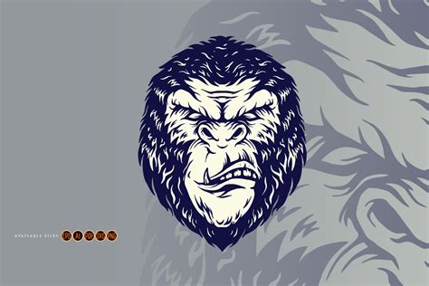 Angry Gorilla Head Silhouette By artgrarisstudio | TheHungryJPEG