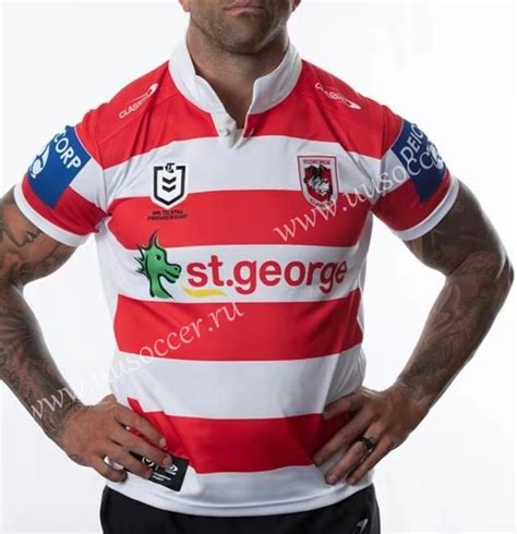 Retro Version St George Home Red White Rugby Shirt St George Topjersey