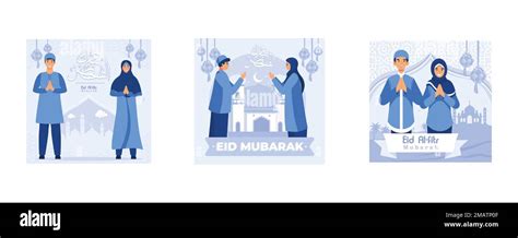 Muslim Couple Illustration For Eid Mubarak Greetings Eid Mubarak