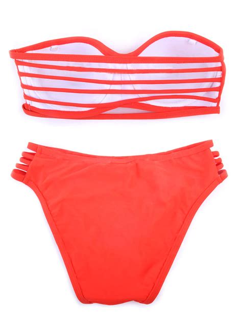 Alluring Lycra Spandex Cut Out Solid Color Womens Bikini Set Milanoo