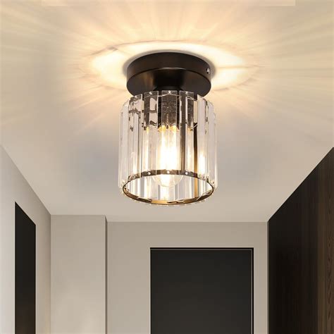 Goeco Crystal Ceiling Light Modern Mini Semi Flush Mount Ceiling Light