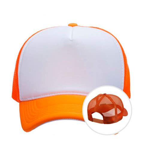 Boné Trucker Laranja Frente Branca para Sublimação BRASRED