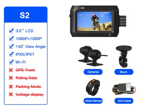 Vsys Motorcycle Dash Cam 3 0 Inch Waterproof Screen Dual 1080p Front