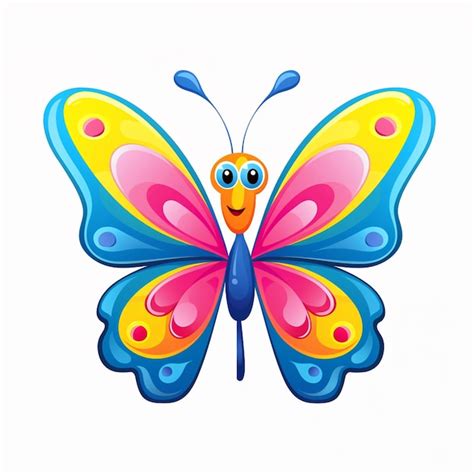 Premium Ai Image Brightly Colored Butterfly With A Happy Face On A