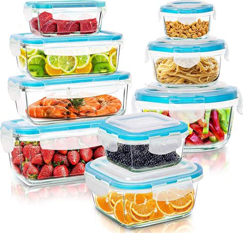 Utopia Kitchen Glass Food Storage Containers Pack Of 18 9 Containers