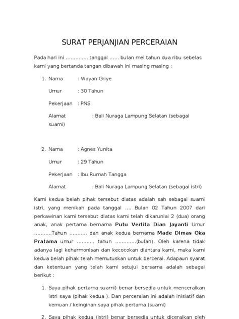 Surat Permohonan Cerai 47 Koleksi Gambar