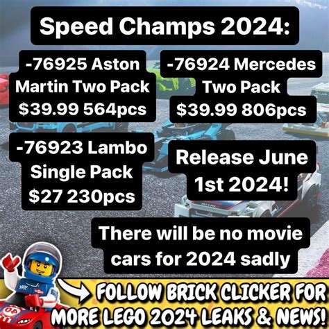 Speed Champions: Summer 2024 wave cars (from Brick Clicker) : r/legospeedchampions