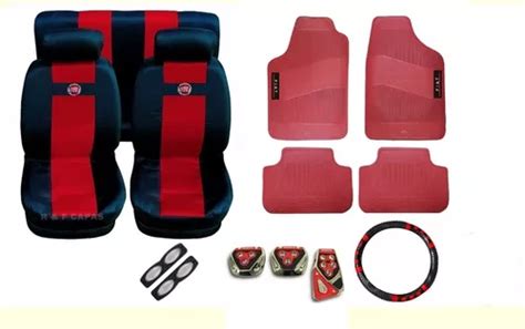 Kit Vermelho Capas Bancos Pedaleira Tapetes Uno Vivace