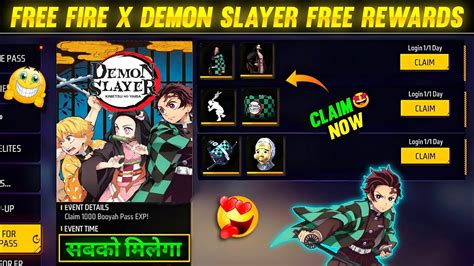 Free Fire X Demon Slayer Free Rewards Demon Slayer X Free Fire