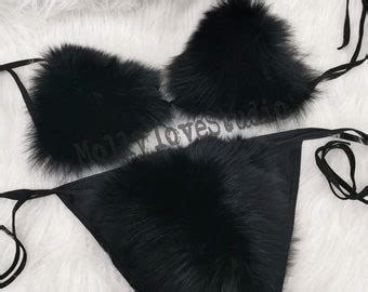 Real Fox Fur Bikini Set Bikini Set Sexy Bra For Women Gift Etsy Uk