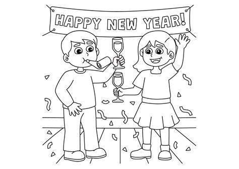 Happy New Year Color Sheet Free To Print