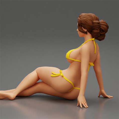 3D Printable Sexy Woman Girl Sitting In Bikini On Beach By 3DGeschaft Miniatures Figures