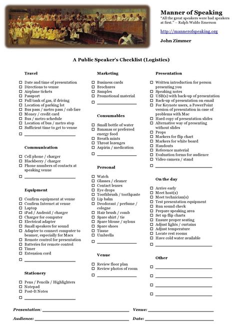 A Public Speakers Checklist Free Pdf File Manner Of Speakingmanner