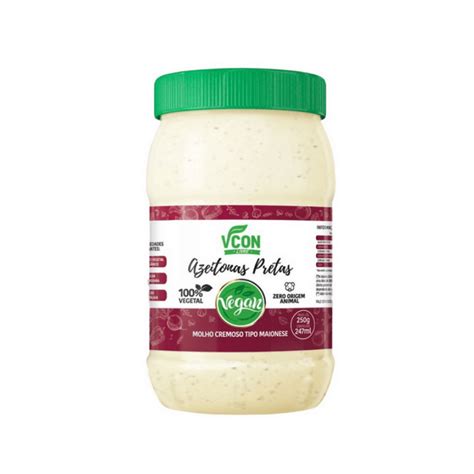 Molho Cremoso Tipo Maionese Azeitonas Pretas 250g Vegano Vcon Casa