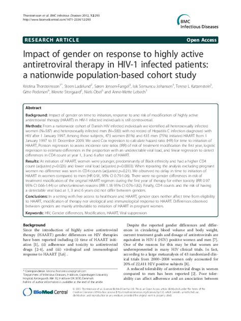 Pdf Sex Issues In Hiv 1 Infected Persons During Highly Active