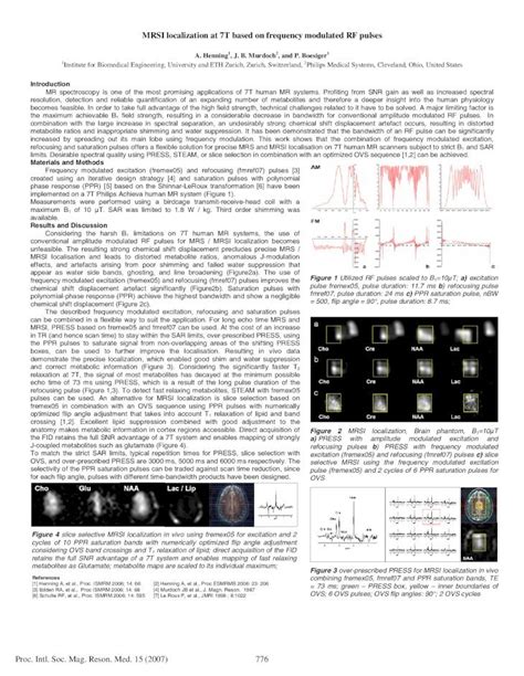 PDF MRSI Localization At 7T Based On Frequency Modulated RF Pulses