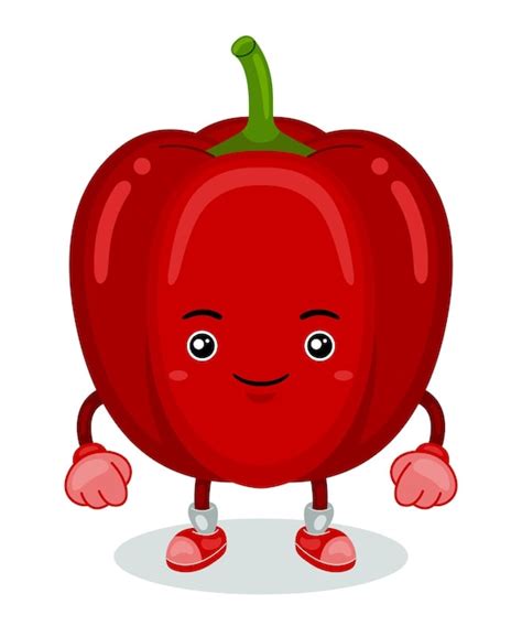 Premium Vector Red Pepper Mascot In Cartoon Style