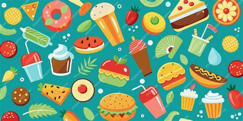 Premium Vector | Food Border Pattern Illustration