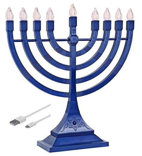 Amazon.com: Zion Judaica Blue Electronic Hanukkah Menorah Powered by ...