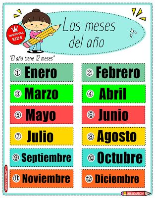 Los Meses Del A O En Espa Ol Meses Del A O Actividades De Ense Anza