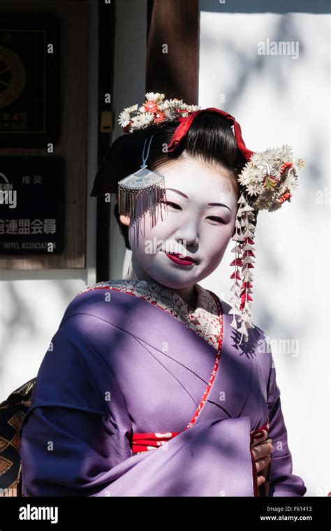 Japan Kyoto Japanese Mature Geisha Maiko Turning Her Face To Look