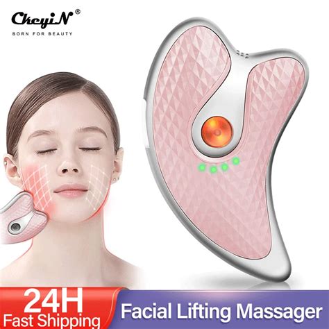 Ckeyin Electric Gua Sha Board Facial Lifting Massager Led Light Heated