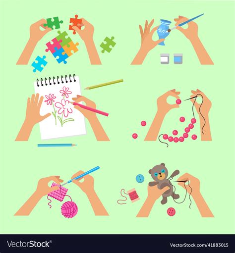 Hands craft handy workshop scrapbook project kids Vector Image