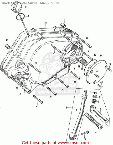Honda CD175 K3 GENERAL EXPORT RIGHT CRANKCASE COVER - KICK STARTER ...